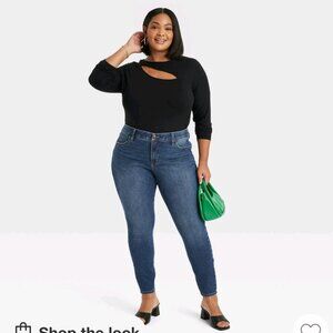 Ava & Viv Mid Rise Dark Blue Skinny Jeans